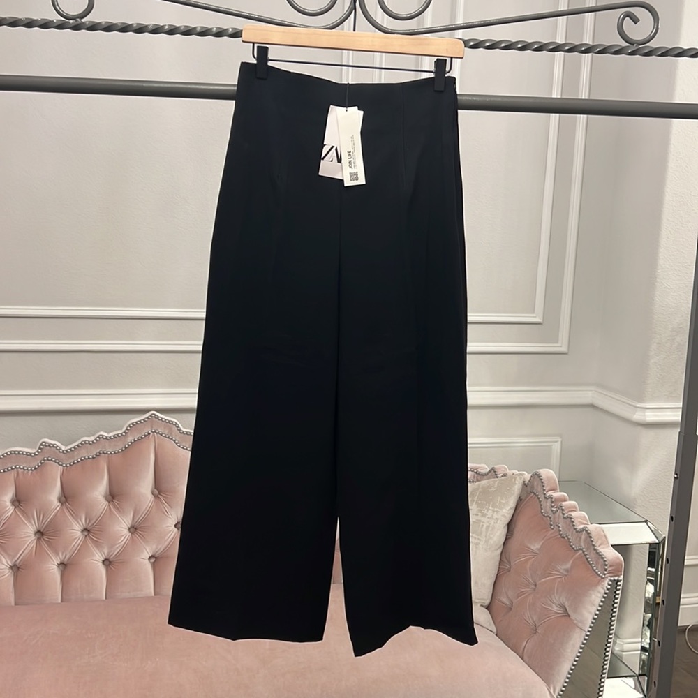 Zara Black Wide-Leg Trousers - Picture 8 of 16